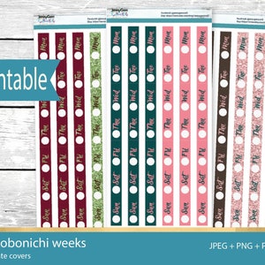 Christmas Bouquet Date Cover Printable Stickers for Hobonichi Weeks Planner
