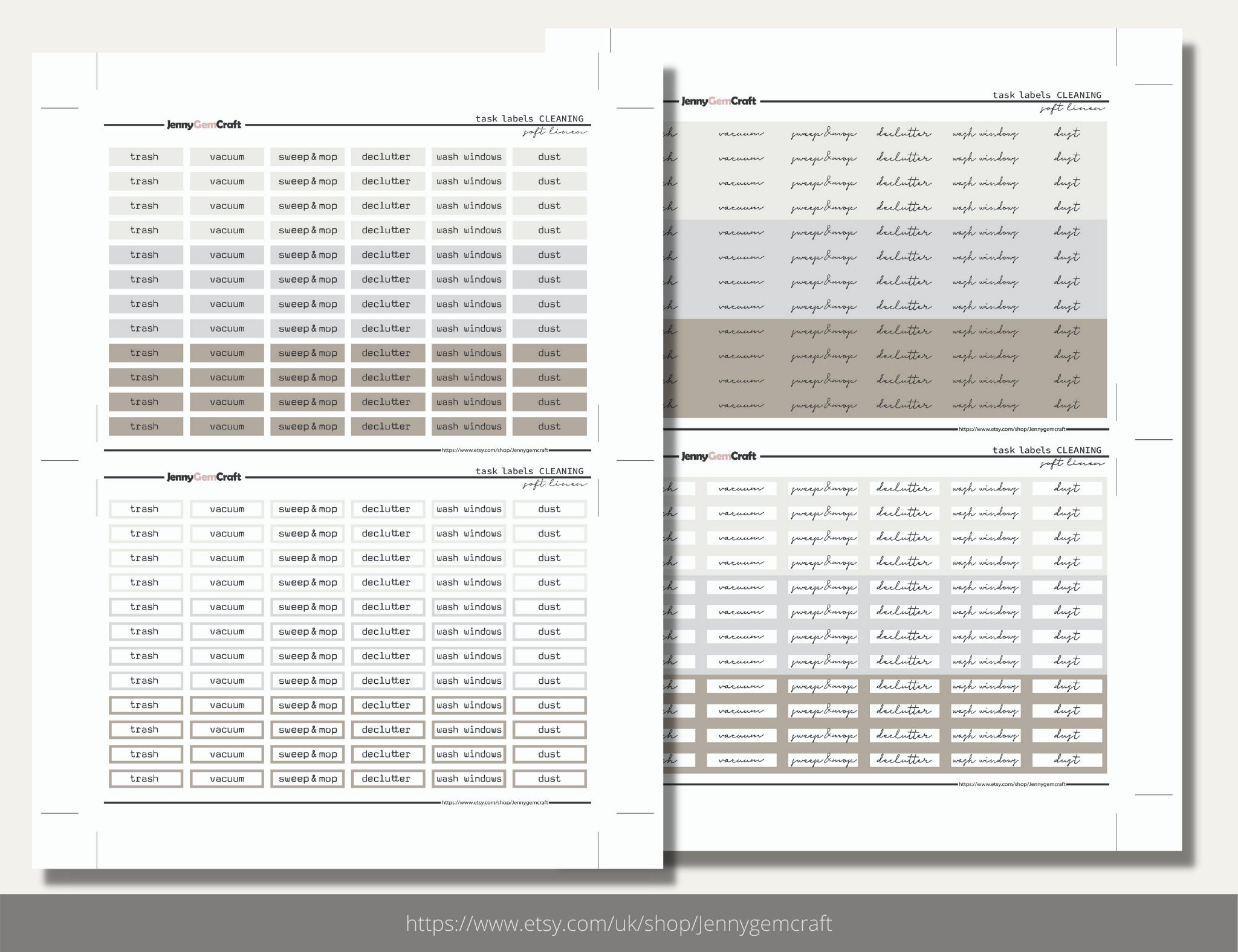 Minimal Task Labels, Neutral Chores Stickers, Cleaning Sticker Sheet ...
