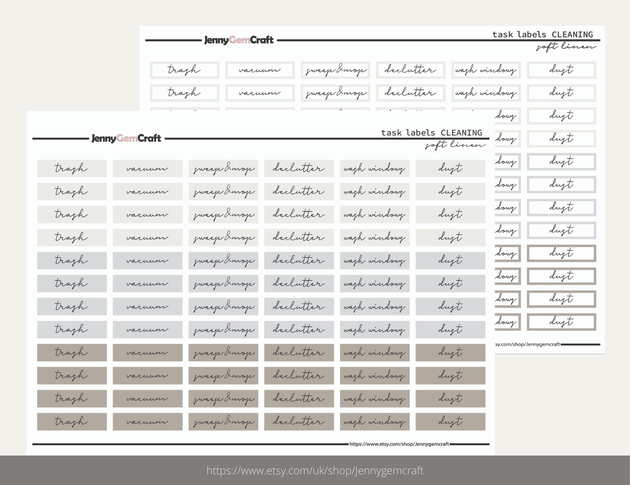 Minimal Task Labels, Neutral Chores Stickers, Cleaning Sticker Sheet ...