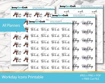 Pegatinas de planificador imprimibles de trabajo