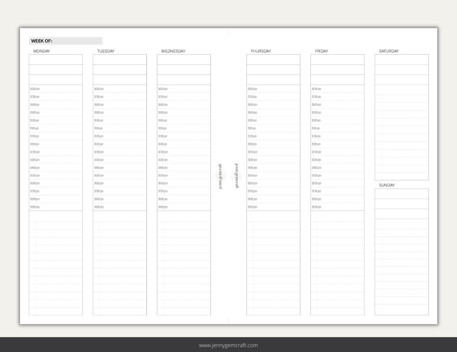 Vertical Weekly Schedule Planner Inserts Minimal Style A5 Etsy UK