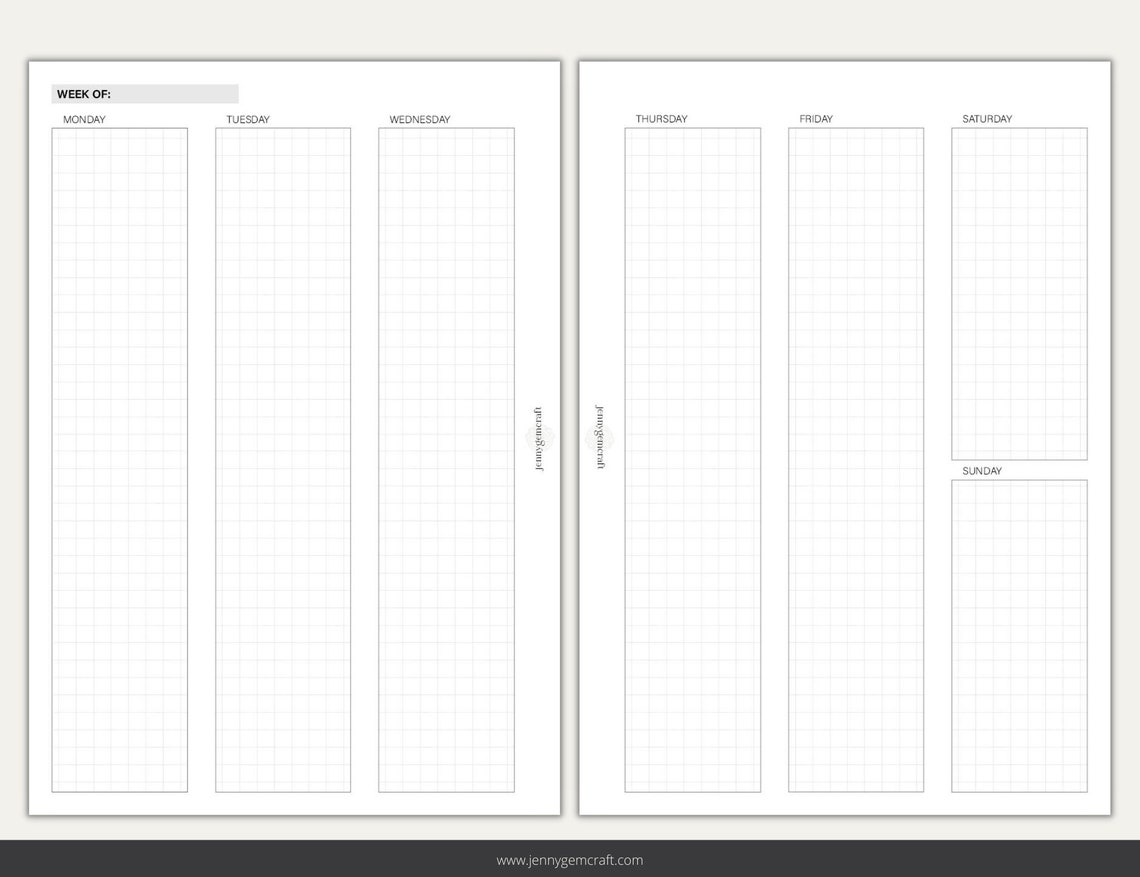 Vertical Weekly Planner Inserts, Minimal Style A5 Size Printables, 1,5 ...