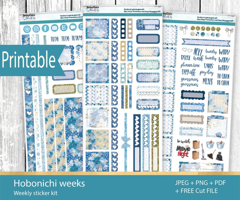 Blue Winter Weekly Sticker Kit for Hobonichi Weeks Planner - Etsy