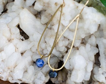 The Loretta : raw brass and sodalite earrings