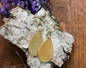 The Sadie : raw brass earrings