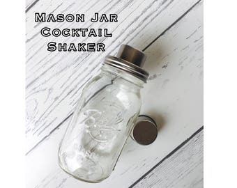 Glass Mason Jar Cocktail Shaker, Vintage Cocktail Shaker, Martini Shaker, Ball Mason Jar Shaker, Redneck Cocktail Shaker