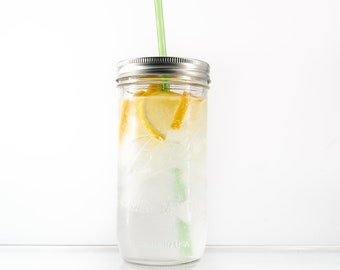 24 oz Glass Mason Jar Cup, Mason Jar Tumbler, Mason Jar Tumbler Cup, Mason Jar Straw Cup, Wide Mouth Mason Jar Tumbler fits in cupholder,