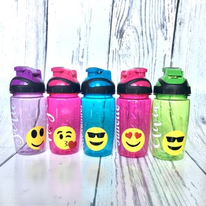 Personalized Emoji Water Bottle, Personalized Emoji Cup, Personalized Kids Water Bottle, Valentine Gift for Kids, Personalized Valentine Cup image 1