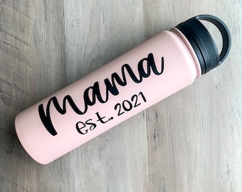 Personalized Gift for Mother's Day, Mother's Day Water Bottle, Stainless Steel Water Bottle, New Mama Gift, Mama est 2021, Grandma Gift