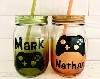 Custom Mason Jar Tumbler, Personalized Mason Jar Tumbler, Personalized Video Game, Personalized Kids Cup, Unicorn Tumbler, Easter Basket Kid