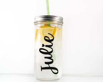 ONE Personalized Mason Jar Cup, Personalize Mason Jar Tumbler, Custom Mason Jar Tumbler, Custom Redneck Cup, Personalized Party Cup, Custom