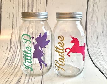 Personalized Unicorn Bank, Mason Jar Bank, Baby Gift, Personalized Gift, Children's Birthday Gift, Unicorn Gift, Custom Gift, Fairy Bank