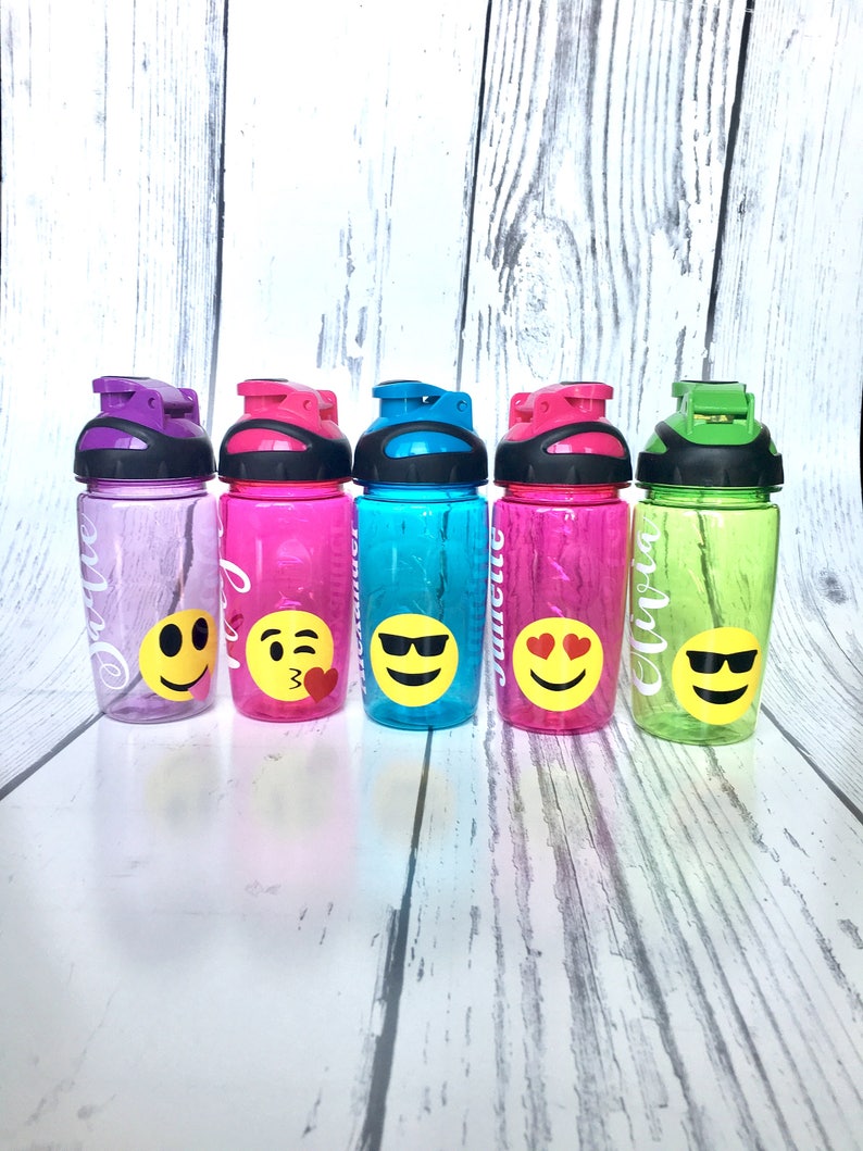 Personalized Emoji Water Bottle, Personalized Emoji Cup, Personalized Kids Water Bottle, Valentine Gift for Kids, Personalized Valentine Cup image 1