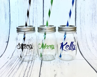 ONE Personalized Mason Jar Cup, Personalized Mason Jar Tumbler, Custom Mason Jar Tumbler, Custom Redneck Cup, Personalized Party Cup