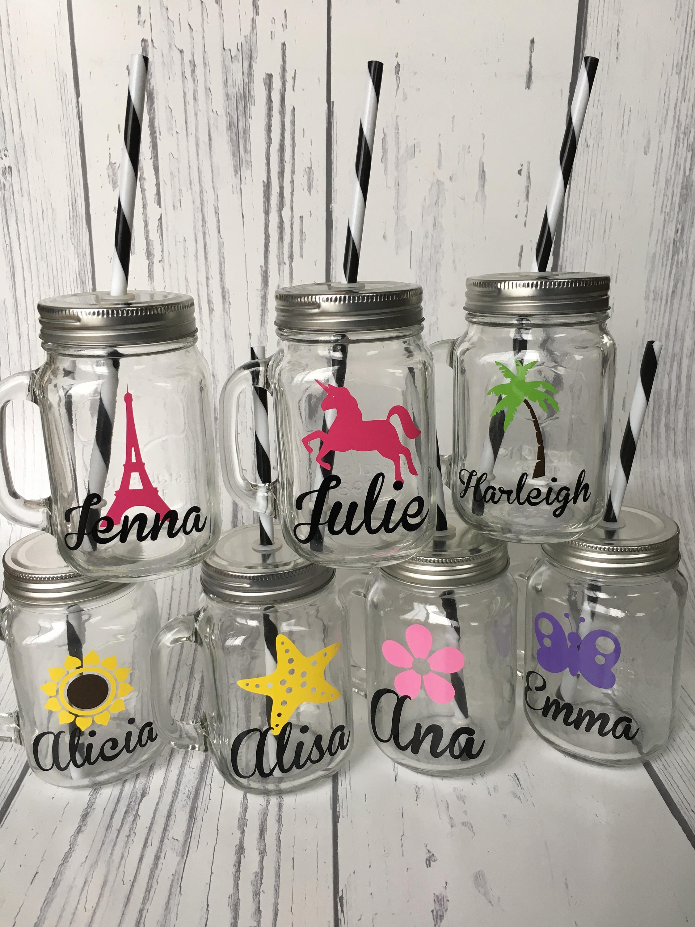 Personalized Glass Mason Jar Tumbler Custom Bachelorette Etsy