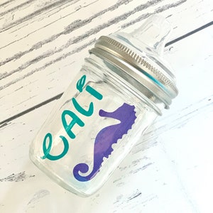 Personalized Glass Mason Jar Sippy Cup, Canning Jar Sippy cup, custom baby cup, Personalized Baby Cup, Toddler Cup, party favor, baby gift