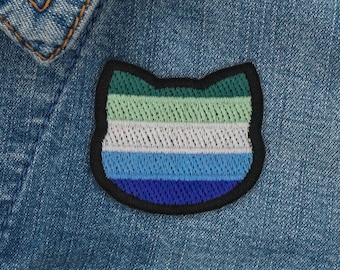 Gay men 5 stripes flag patch in cat shape // ornament