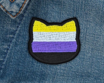 Nonbinary flag patch in cat shape // ornament