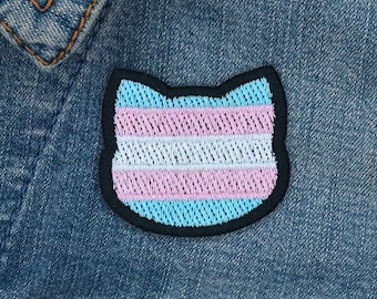 Transgender flag patch in cat shape // ornament