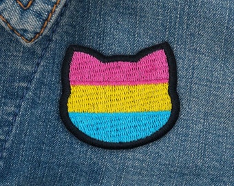 Pansexual flag patch in cat shape // ornament
