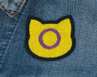 Intersex flag patch in cat shape // ornament