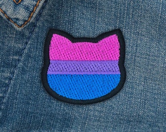 Bisexual flag patch in cat shape // ornament