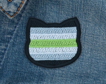 Agender flag patch in cat shape // ornament