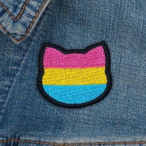 Pansexual flag patch in cat shape // ornament