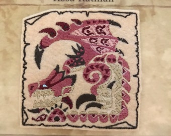Pink Rathian inspired patches // ornament