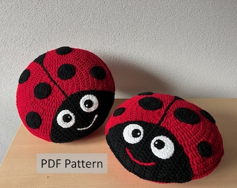 Ladybug Pillow - Cushion CROCHET PATTERN - crochet patterns for animal pillows - Kids Birthday present - Nursery gift