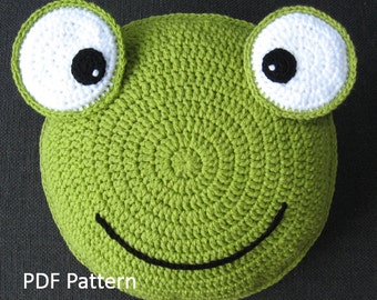 Frog Pillow - Cushion CROCHET PATTERN - crochet patterns for animal pillows - Kids Birthday present - Baby shower nursery gift