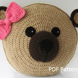 Teddy Bear Pillow - Cushion CROCHET PATTERN - crochet patterns for animal pillows - Kids Birthday present - Baby shower nursery gift