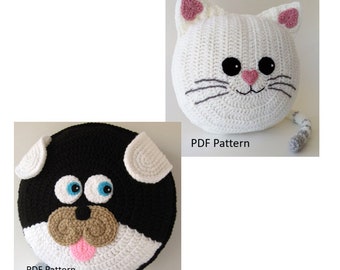 Puppy Dog and Cat Pillow - Cushion CROCHET PATTERNS - crochet patterns for animal pillows