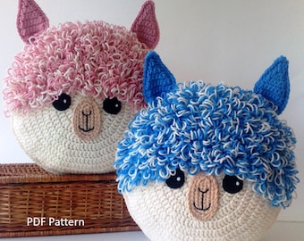 Alpaca Llama Pillow - Cushion CROCHET PATTERN - crochet patterns for animal pillows - Kids Birthday present - Nursery gift