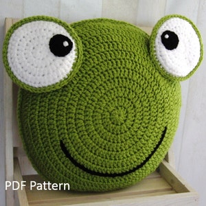 Frog Pillow Cushion CROCHET PATTERN crochet patterns for animal pillows Kids Birthday present Baby shower nursery gift image 3