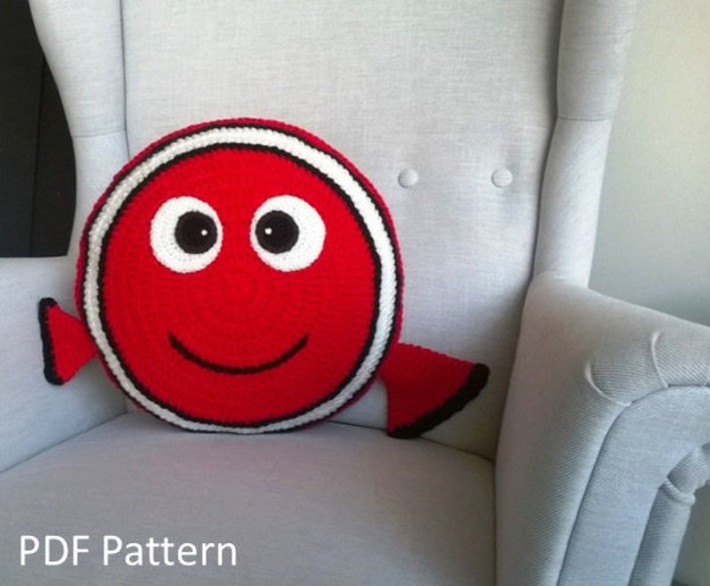 Orange Clown Fish Pillow Cushion CROCHET PATTERN Crochet Etsy