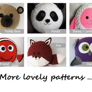 Monkey Pillow Cushion CROCHET PATTERN crochet patterns for animal pillows Kids Birthday present Baby shower nursery gift image 7