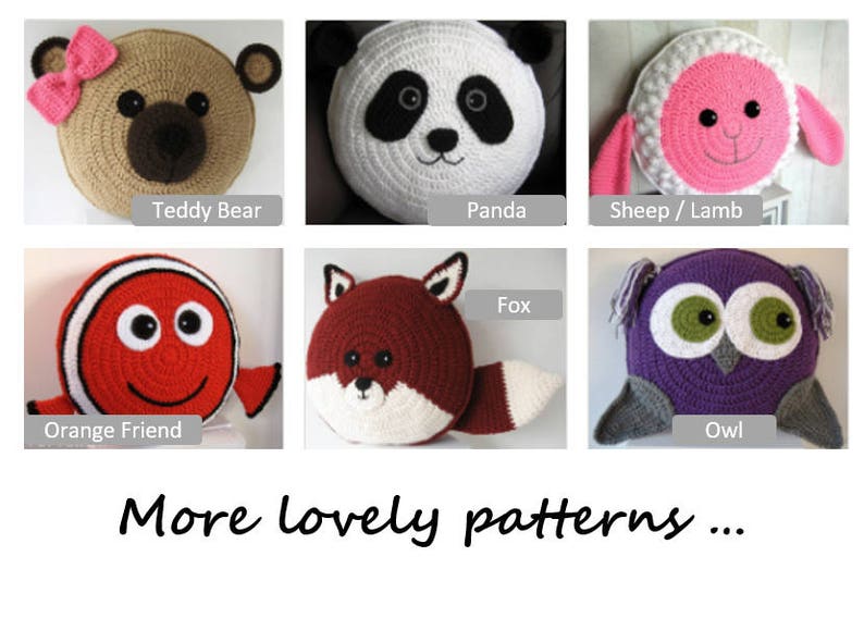 Monkey Pillow Cushion CROCHET PATTERN crochet patterns for animal pillows Kids Birthday present Baby shower nursery gift image 7