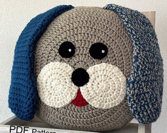 Dog Pillow - Cushion CROCHET PATTERN - crochet patterns for animal pillows - Kids Birthday present - Baby shower nursery gift