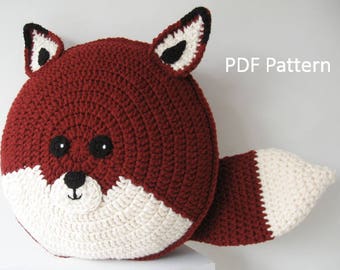 Fox Pillow - Cushion  CROCHET PATTERN - crochet patterns for animal pillows - Kids Birthday present - Baby shower nursery gift