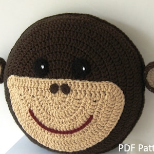 Monkey Pillow - Cushion CROCHET PATTERN - crochet patterns for animal pillows - Kids Birthday present - Baby shower nursery gift