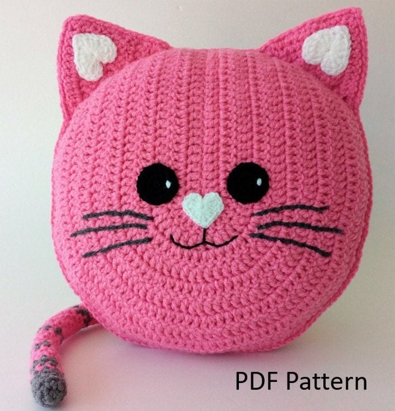 Cat Pillow Cushion CROCHET PATTERN crochet patterns for animal pillows Kids Birthday present Nursery gift zdjęcie 4