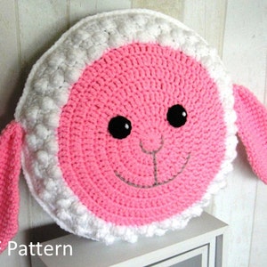 Sheep Pillow Cushion CROCHET PATTERN crochet patterns for animal pillows Easter Lamb Baby shower nursery gift image 1