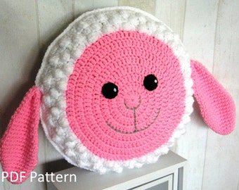 Sheep Pillow - Cushion CROCHET PATTERN - crochet patterns for animal pillows - Easter Lamb - Baby shower nursery gift