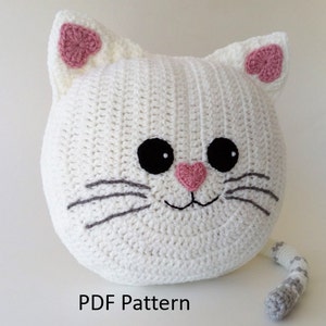 Cat Pillow Cushion CROCHET PATTERN crochet patterns for animal pillows Kids Birthday present Nursery gift zdjęcie 2