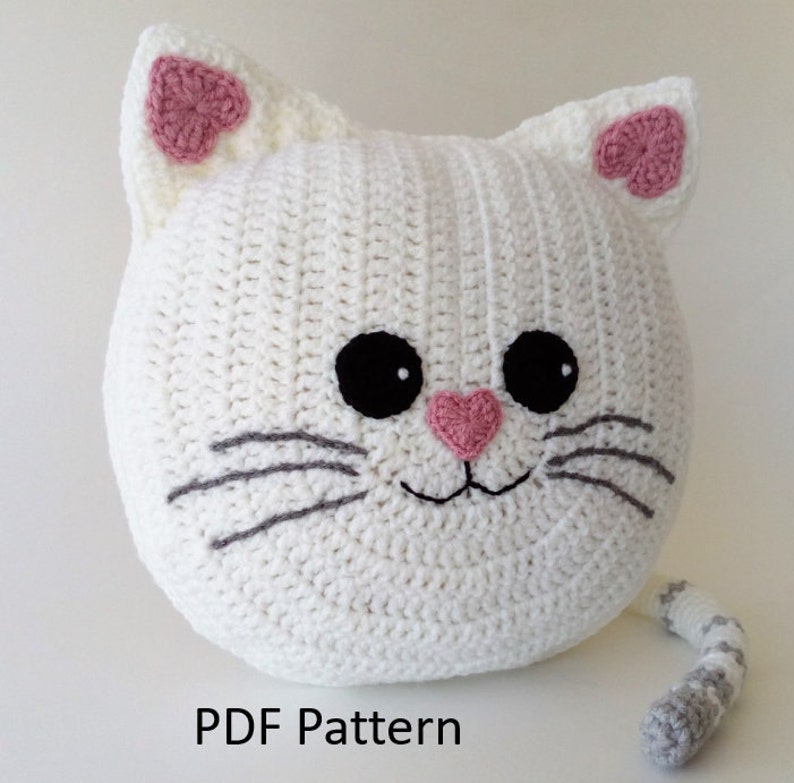 Cat Pillow Cushion CROCHET PATTERN crochet patterns for animal pillows Kids Birthday present Nursery gift zdjęcie 2