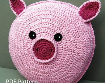 Pig Pillow - Cushion CROCHET PATTERN - crochet patterns for animal pillows - Kids Birthday present - Baby shower nursery gift