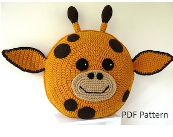 Giraffe Pillow - Cushion CROCHET PATTERN - crochet patterns for animal pillows - Kids Birthday present - Baby shower nursery gift