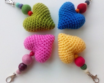 Crochet Heart PATTERN, Valentine heart, Key chain, Stocking stuffers, Heart keyring, Handmade present, Craft fair item,