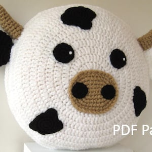 Cow Pillow Cushion CROCHET PATTERN crochet patterns for animal pillows Birthday present Baby shower gift image 3